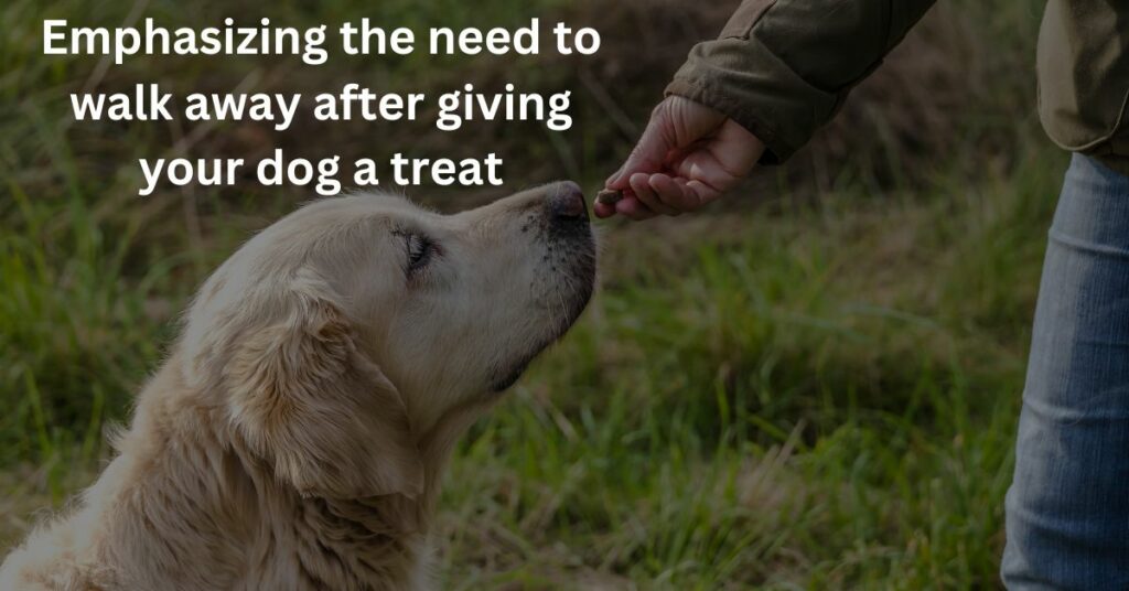 Emphasizing the need to walk away after giving your dog a treat